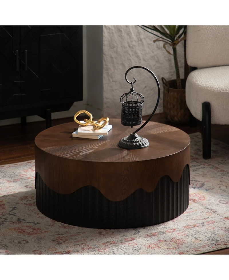 Streamdale 30" Round Handcrafted Relief Coffee Table