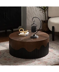 Streamdale 30" Round Handcrafted Relief Coffee Table