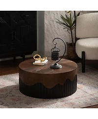 Streamdale 30" Round Handcrafted Relief Coffee Table