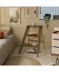 Streamdale Folding Ladder Stool - Brown, Multi-Functional, Anti-Slip