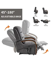 Streamdale Furniture Dark Grey Leatheraire Power Lift Recliner w/ Heat & Massage