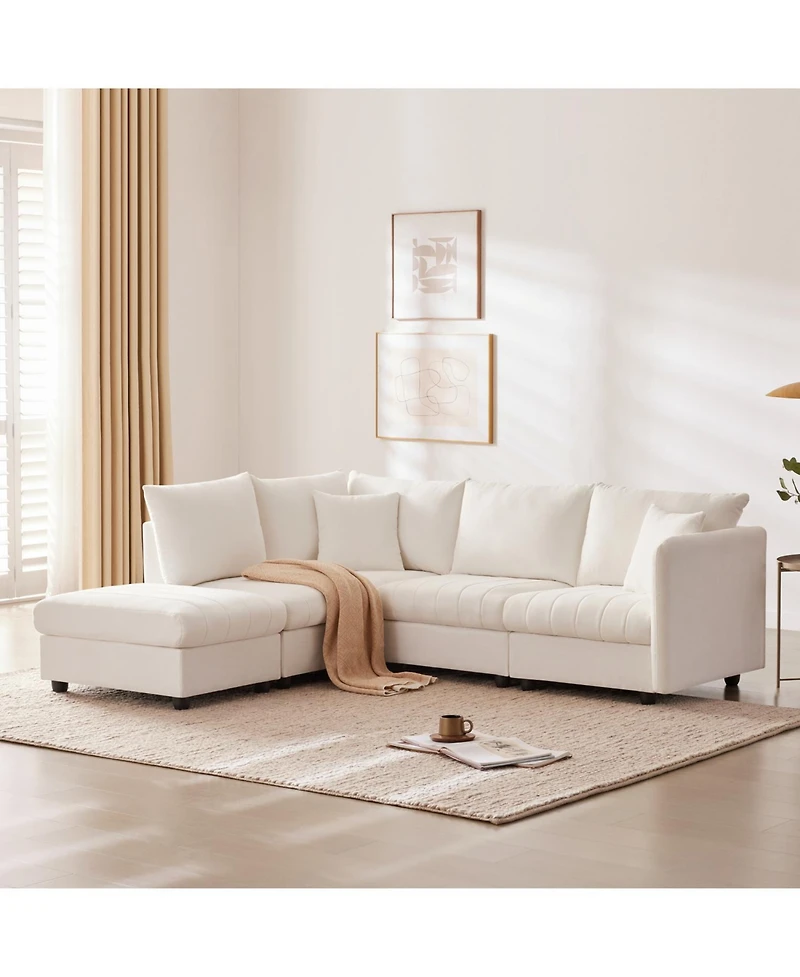 Streamdale Modern Modular Sectional Sofa w/ Ottoman & Pillows