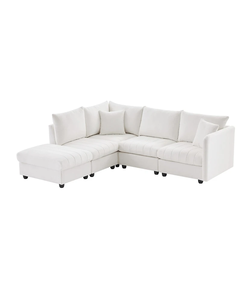Streamdale Modern Modular Sectional Sofa w/ Ottoman & Pillows