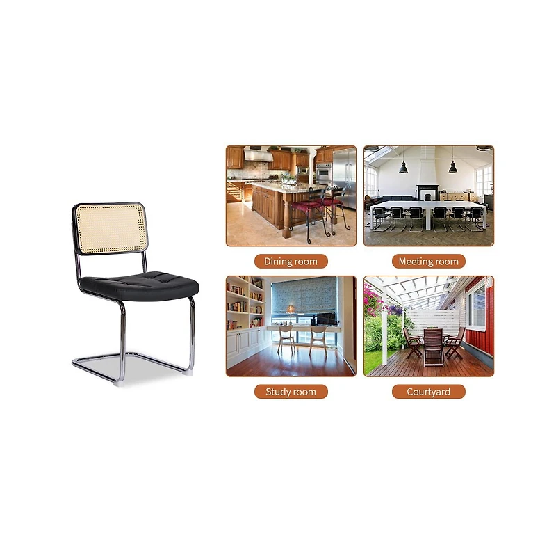 Streamdale Furniture Faux Leather Rattan Accent Chairs (Set of 2), Breuer-Designed