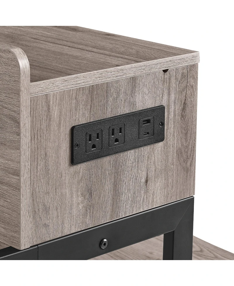 Streamdale Furniture 59" Bar Table Set with Power Led & 3 Stools