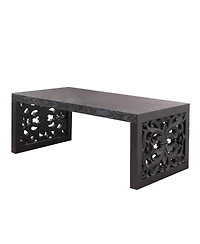 Streamdale Furniture Carved Wood Coffee Table - Ornate Side Panels