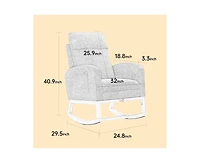 Streamdale Furniture Teddy Rocking Chair with Wood Legs & Side Pocket