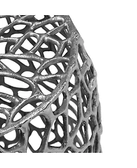 Streamdale Furniture Aluminum Drum End Table with Intricate Design-Silver Nickel