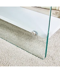 Streamdale Glass and Mdf Bedside Table with Drawers