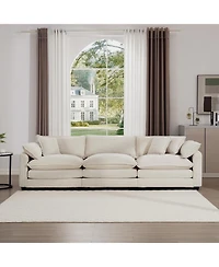 Streamdale Furniture Mid-Century Beige Corduroy 3-Seater Sofa