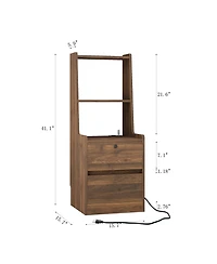 Streamdale Nightstands Set of 2, Charging, Night Light, Bookshelf, Storage, Wood