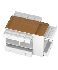 Streamdale Furniture Closet Island with Drawers, Glass Top, Shelves, Jewelry Storage - White