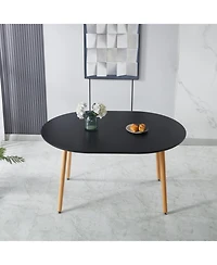 Streamdale Furniture Extensible Black Table- Wood Leg, Mdf Top