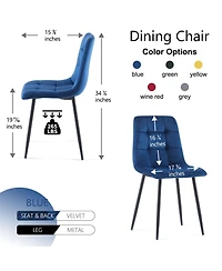 Streamdale Furniture Streamdale Blue Velvet Dining Chairs Set of 4,Modern Kitchen Dining Room Chairs