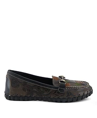 L'Artiste Women's Delavigne Handpainted Floral Loafers with Gold Bit Accent, Cushioned Insole & Flexible Sole