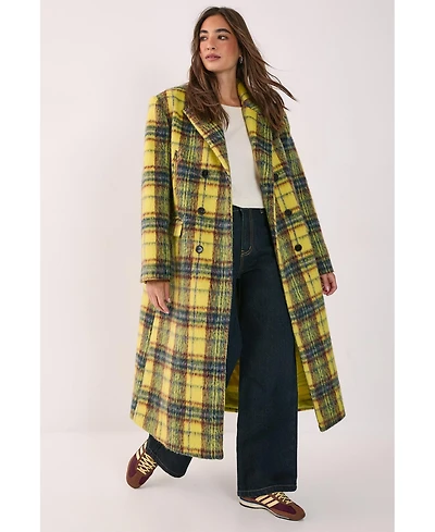 Nasty Gal Women's Checked Wool Blend Maxi Coat