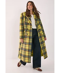 Nasty Gal Women's Checked Wool Blend Maxi Coat