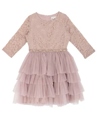 Rare Editions Girls' 7-16 Glitter Lace Bodice Dress