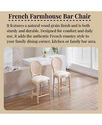 Streamdale Furniture French Country Bar Chairs Set of 2, Rattan Back.