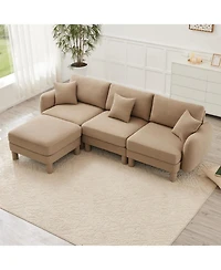 Streamdale Furniture Boucle Convertible Sectional Sofa with Ottoman - Coffee