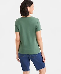 Style & Co Petite Cotton Henley Short-Sleeve T-Shirt, Exclusively at Macy's