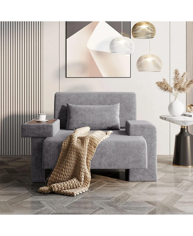 Streamdale Furniture Streamdale Oversized Armchair Wide Mid-Century Chair with Pillow