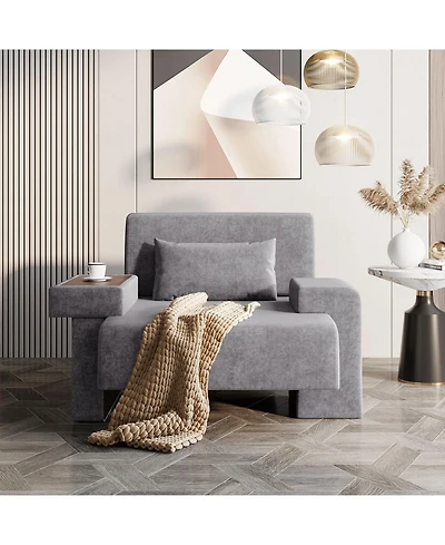 Streamdale Furniture Streamdale Oversized Armchair Wide Mid-Century Chair with Pillow