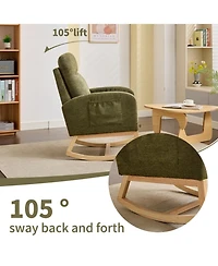 Streamdale Furniture Teddy Rocking Chair with Wood Legs & Side Pocket
