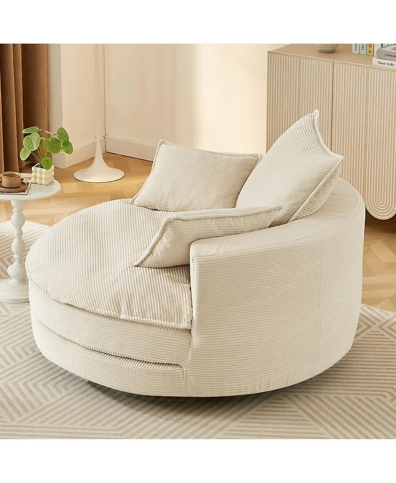 Streamdale Furniture Streamdale Swivel Barrel Chair with Pillows