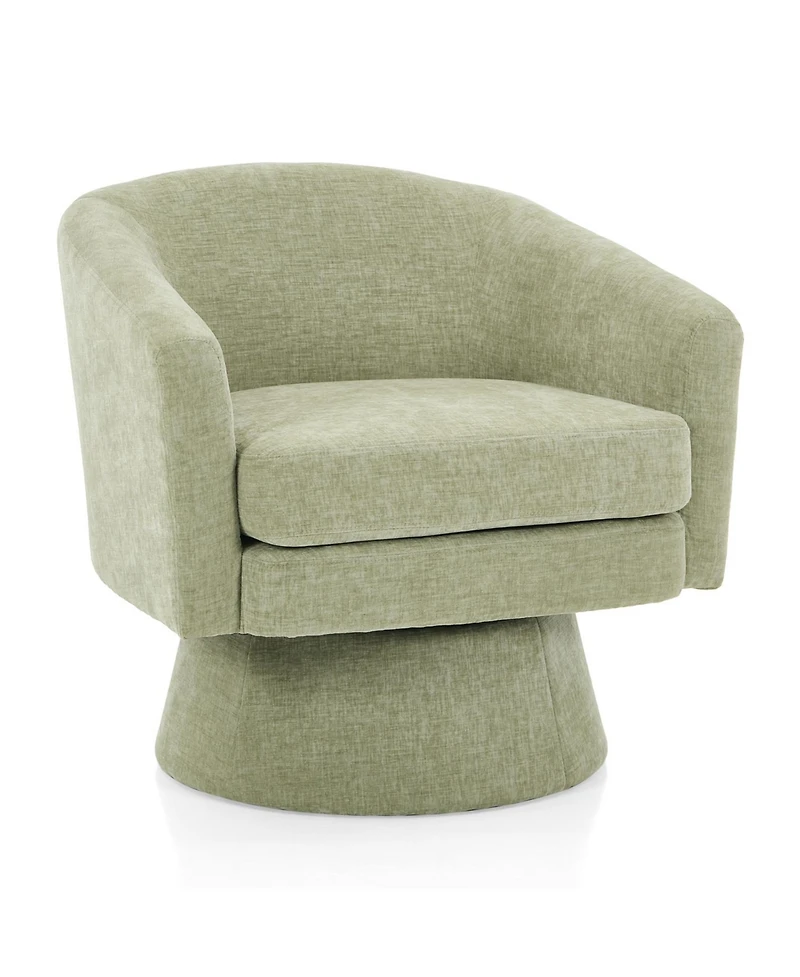 Streamdale Furniture Chenille Swivel Accent Chair - 360 Rotating Barrel, Green