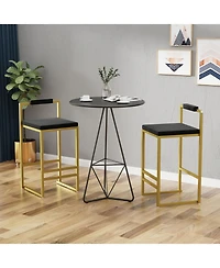Streamdale Furniture Velvet Counter Stools Set of 2, Low Back, Gold & Black