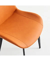 Streamdale Furniture Orange Pu Leather Dining Table Set of 2 with Iron Legs