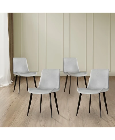 Streamdale Furniture Floral Pu Leather Dining Chairs Set of 4
