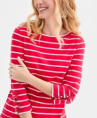 Style & Co Petite Boat Neck Tie Detail Top, Macy's Exclusive
