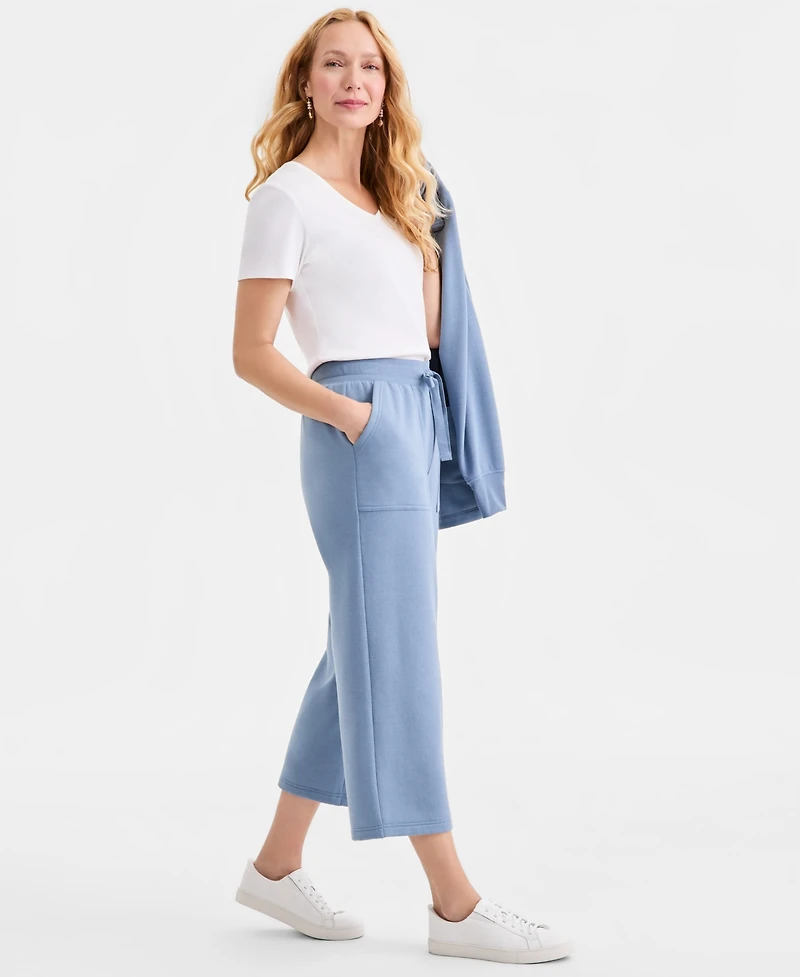 Style & Co Women's Luxsoft Wide-Leg Cropped Sweatpants, Macy's Exclusive