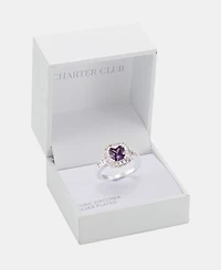 Charter Club Silver-Tone Purple Crystal & Cubic Zirconia Halo Ring, Macy's Exclusive