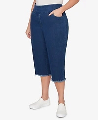 Alfred Dunner Plus Classic Stretch Stripe Clamdigger Capri Pants