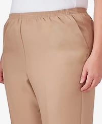 Alfred Dunner Plus Classic Button Hem Gathered Waistband Capri Pants