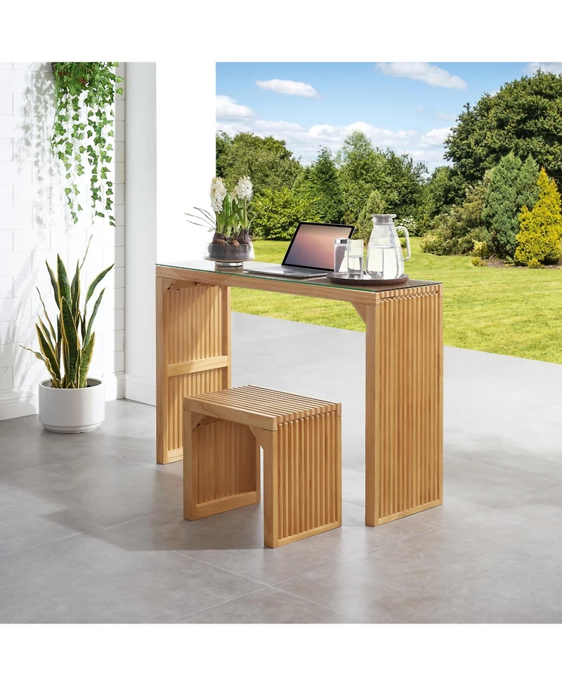 Streamdale Furniture Pine Dining Bench and Table Set with Tempered Glass