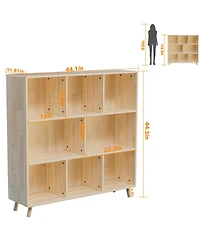 Streamdale Furniture Pine Wood 8-Compartment Storage Cabinet, 44" Bookcase/Organizer