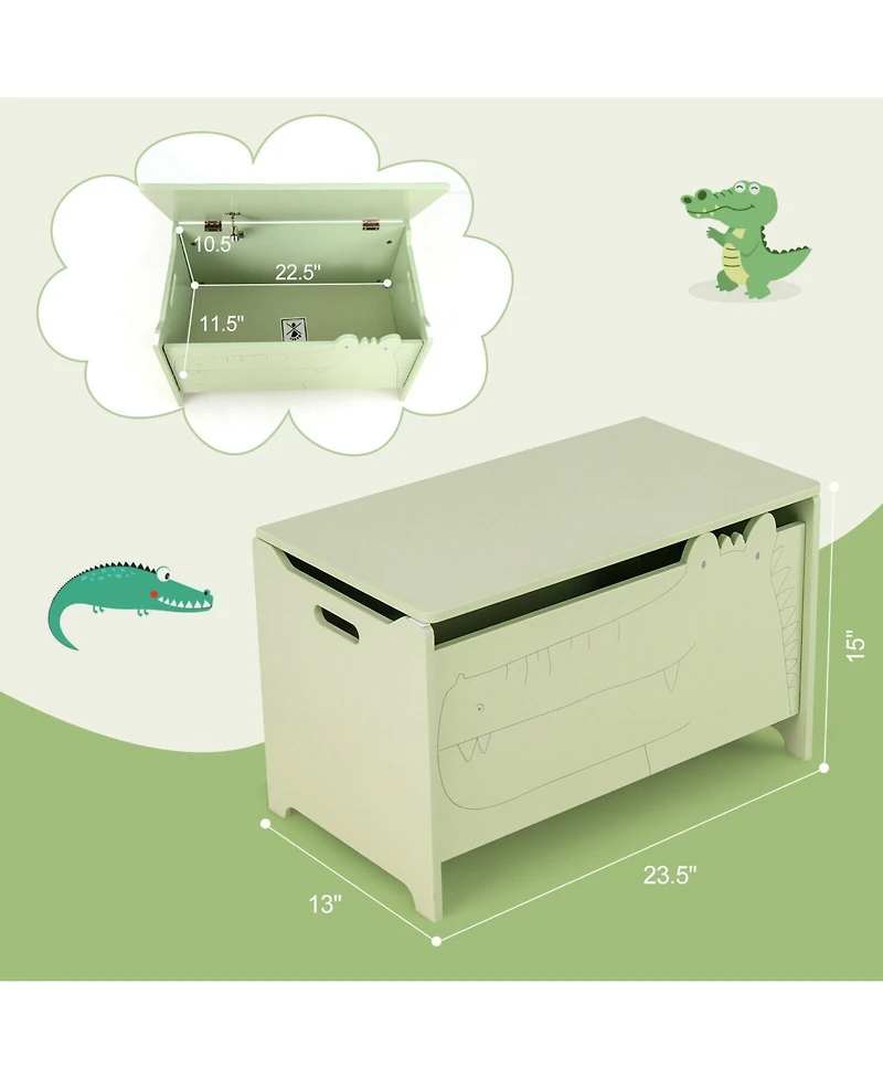 Kids Toy Box with Safety Hinge for Secure Storage and Easy Access to Toys