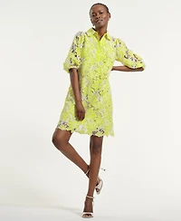 Isaac Mizrahi Women's Eyelet Blouson Collared Neck Dress