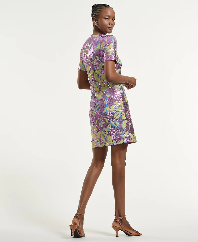 Isaac Mizrahi Women's Sequin Crewneck Shift Dress