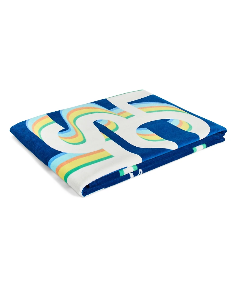 Lacoste Lcst Playful Letters Cotton Beach Towel, 36" x 72"