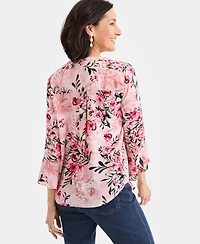 Style & Co Petite Floral Print V-Neck Top, Macy's Exclusive