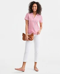 Style & Co Petite Striped Polo Collared Neck T-Shirt, Macy's Exclusive