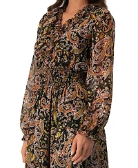 Ivonne Women's Long Dress with Smock Detail