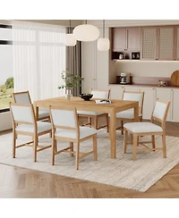 Streamdale Furniture Retro 7-Piece Dining Table Set for 6 with Upholstered Chairs (Natural)