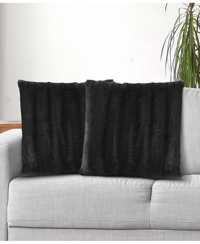 Cheer Collection Plush Reversible Faux Fur 2-Pack Decorative Pillow