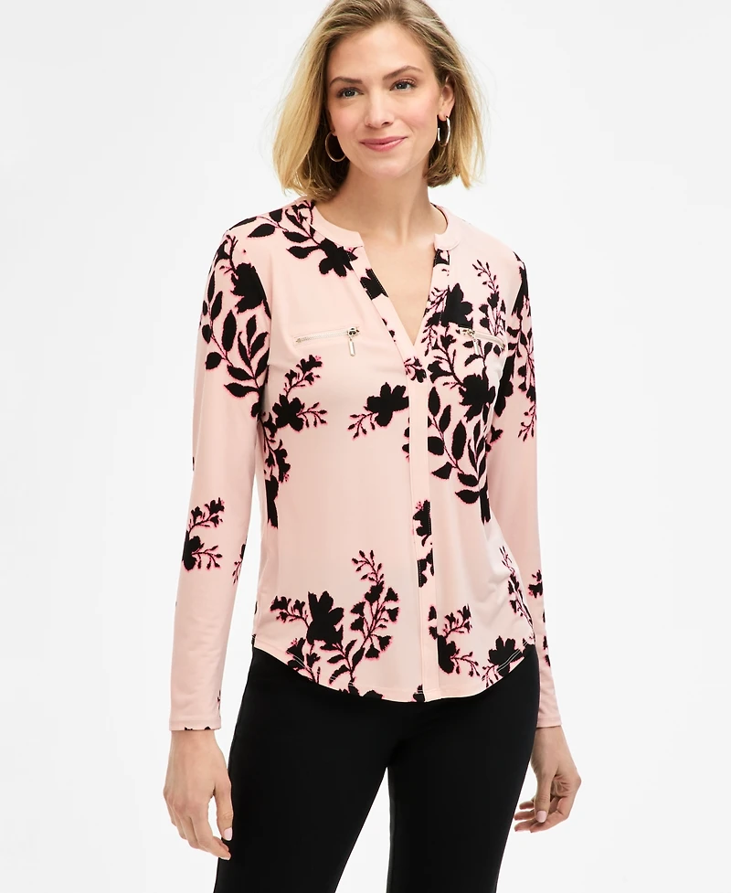 Jm Collection Women's Printed Zip Pocket Top, Macy's Exclusive